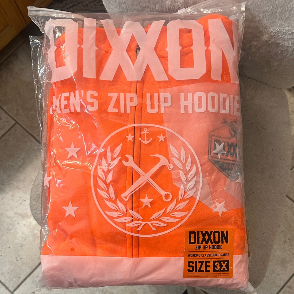 N I B 3X DIXXON Bright Orange Men's Hoodie